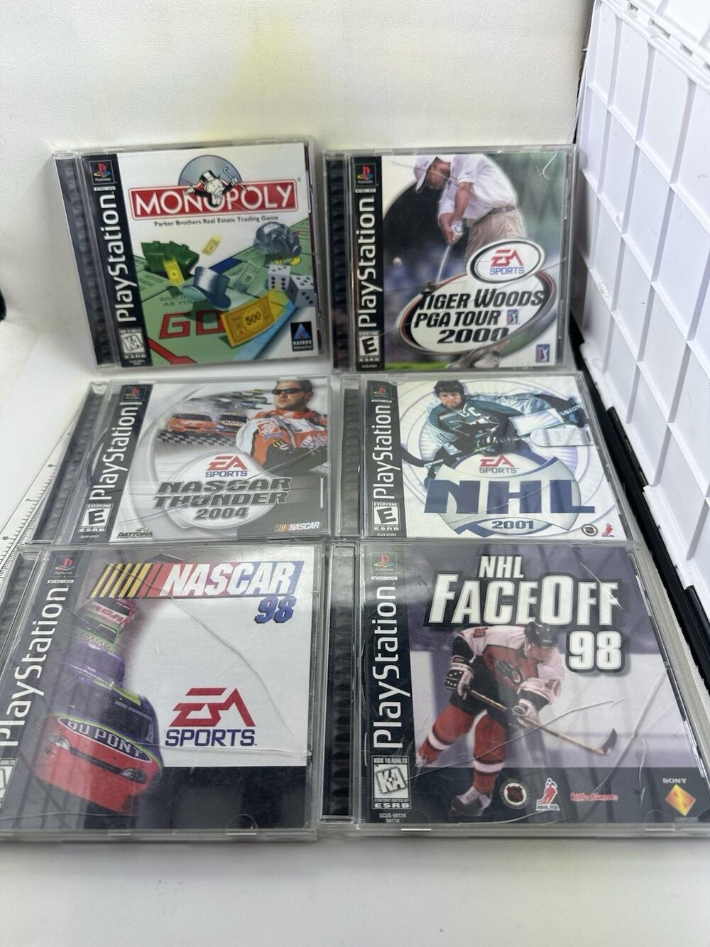 PS1 Game Lot Monopoly NHL Nascar Thunder PGA Tour 2000 PlayStation One 1 Retro